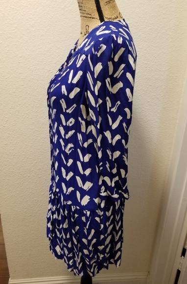 Anthropologie Blue Drop Waist Dress - Picture 2 of 8